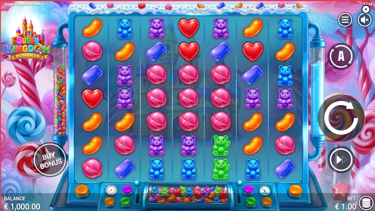 Tampilan visual slot Sugar Kingdom Bonanza dengan tema permen yang ceria